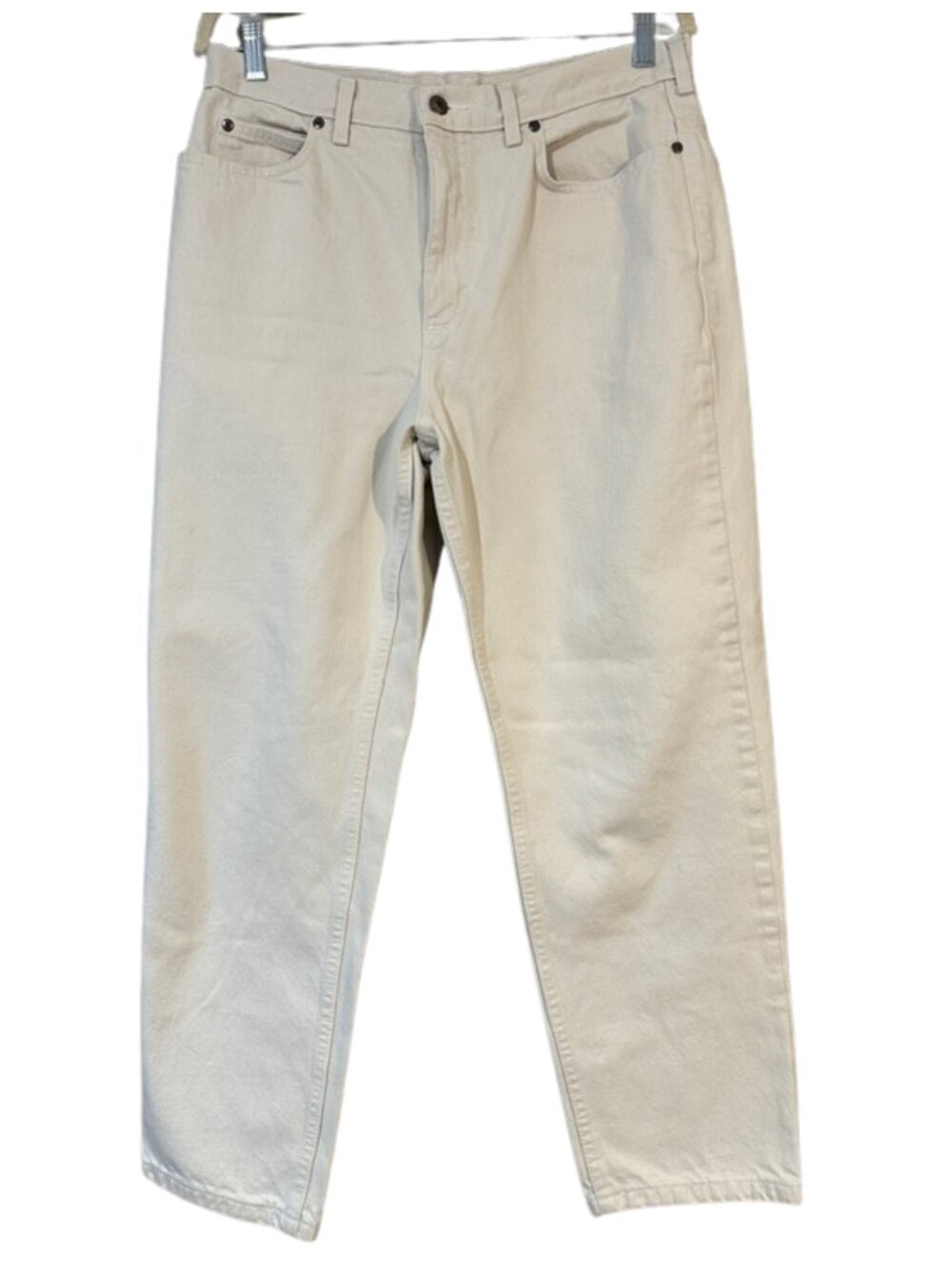 Lands’ End Cream Petite Jeans Women’s Size 12P Straight Leg Neutral Denim